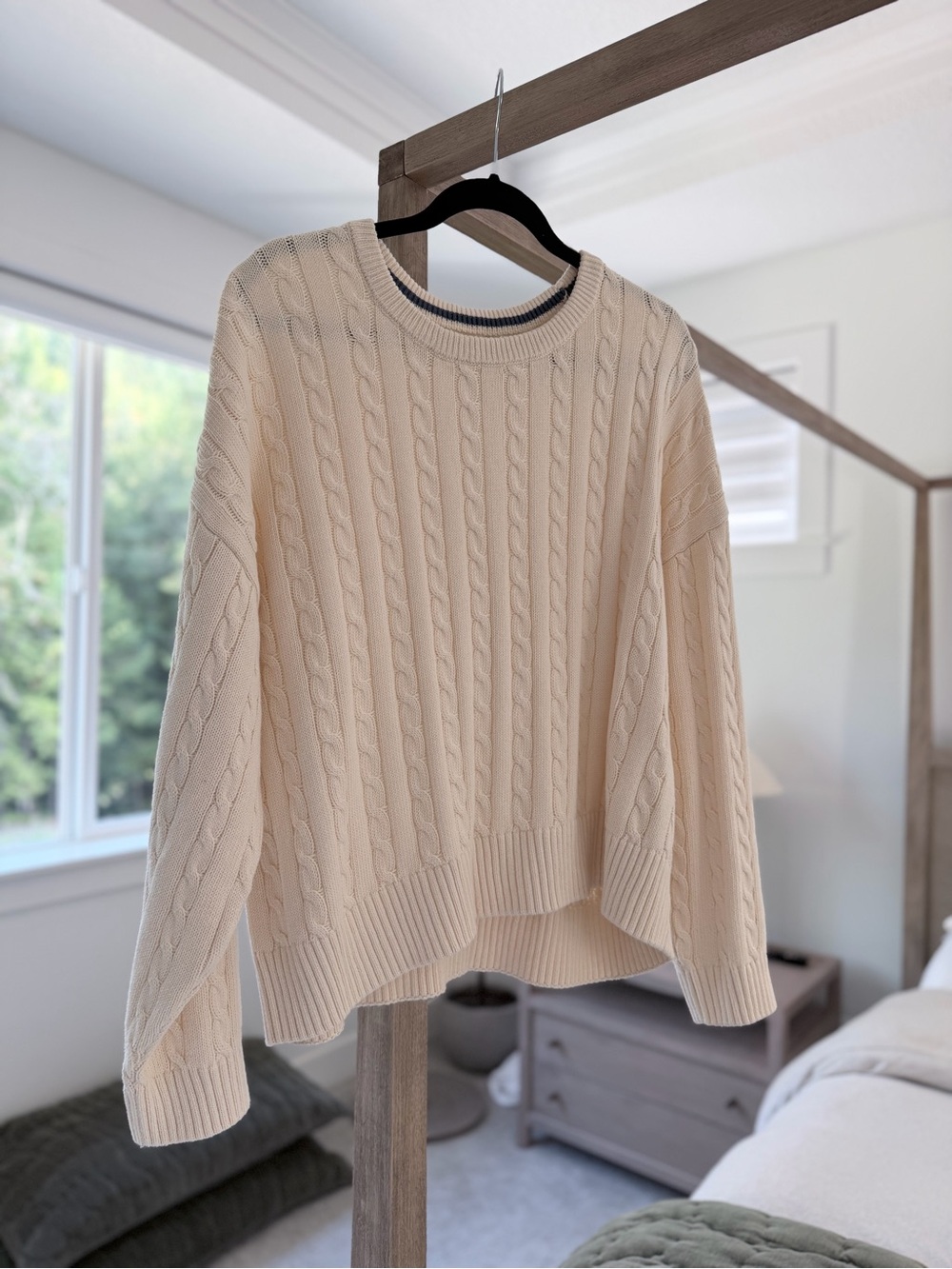 Cotton On Cream Cable Knit Oversized Crew Sweater